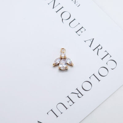 CZ Pave Tree Charm, Cubic Zircon Crystal Leaf Pendant, Bracelet Necklace Pendant, 14K Real Gold Plated Charm, Jewelry Findings ZR002-F142