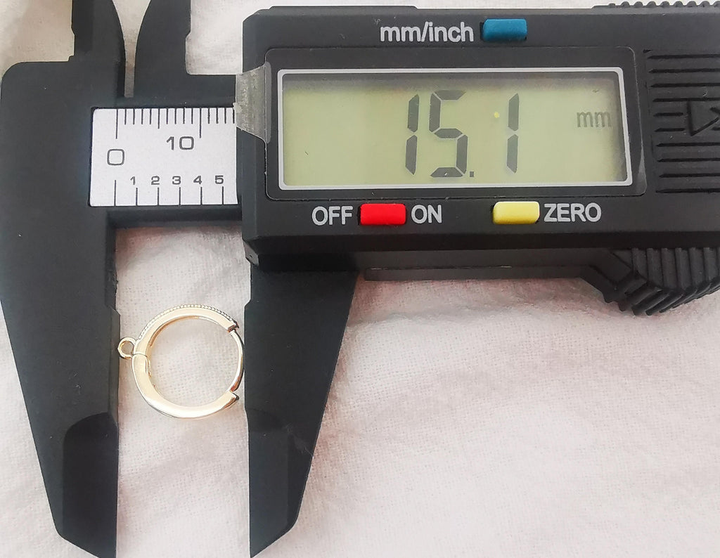 10PCS Cubic Pave Ear Hoops, 15mm 14K Gold Plated Leverback Earrings, Huggie Hoops Earring Finding with Loops Z061