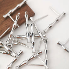 Load image into Gallery viewer, 4pcs Gold Bamboo Earring Post With Loop, Bamboo Stud Earring Nickel Free, 23mm, Hypoallergenic Earring Findings Z079