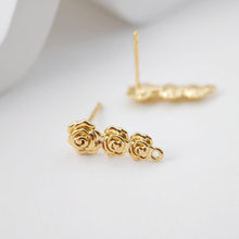 Load image into Gallery viewer, Rose Post Ear Stud, S925 Silver Ear Pin Nickel Free Earrings, Gold Stud Earrings, Hypoallergenic Earring Findings D0266
