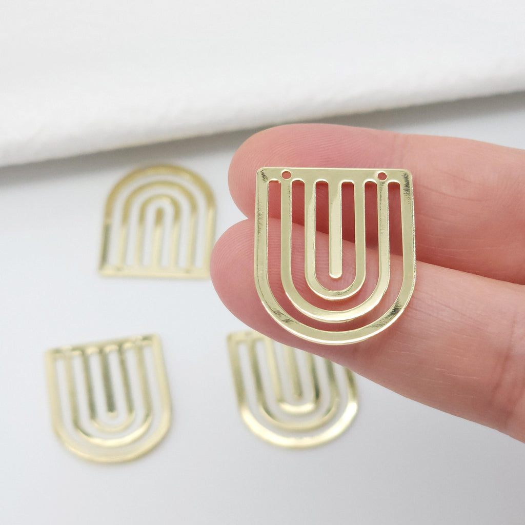 Arch Connector with holes, 14K Gold Plated Brass Earring Making Findings, 25mm Jewelry Findings STT041-D0019