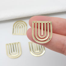 Load image into Gallery viewer, Arch Connector with holes, 14K Gold Plated Brass Earring Making Findings, 25mm Jewelry Findings STT041-D0019