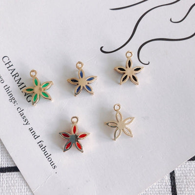 4pcs Flower Charm, Cubic Zircon Crystal Flower Pendant, CZ Earring Charms,  Real Gold Plated  Earring Charms, Jewelry Findings MY077-F018