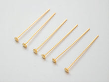 Load image into Gallery viewer, 20pcs Heart Pins, Heart Head Pins, 14K Gold Plated, 22Gauge, 30mm Component for Jewelry Making Findings GD007