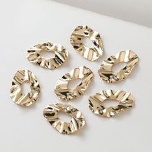 Load image into Gallery viewer, Irregular Pleated Openwork Pendant, 14K Gold/Silver, Oval Charm, Earring Making Finding ZZ093