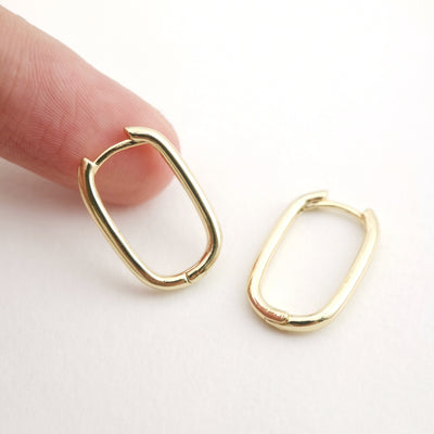 Gold U Shape Hoop Earring, 19.4*12.7mm, 18K Gold Plated Leverback Earrings, Huggie Hoops Earring D0120