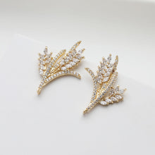 Load image into Gallery viewer, Wheat Earring Post With Loop, S925 Silver Ear Pin, Nickel Free Earrings, CZ Pave Ear Stud, Hypoallergenic Earring Findings GE118