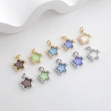 Crystal Tiny Star Charms, Cubic Zirconia Pave, 18K Gold/Silver Plated Star Pendant, Jewelry Findings S1294