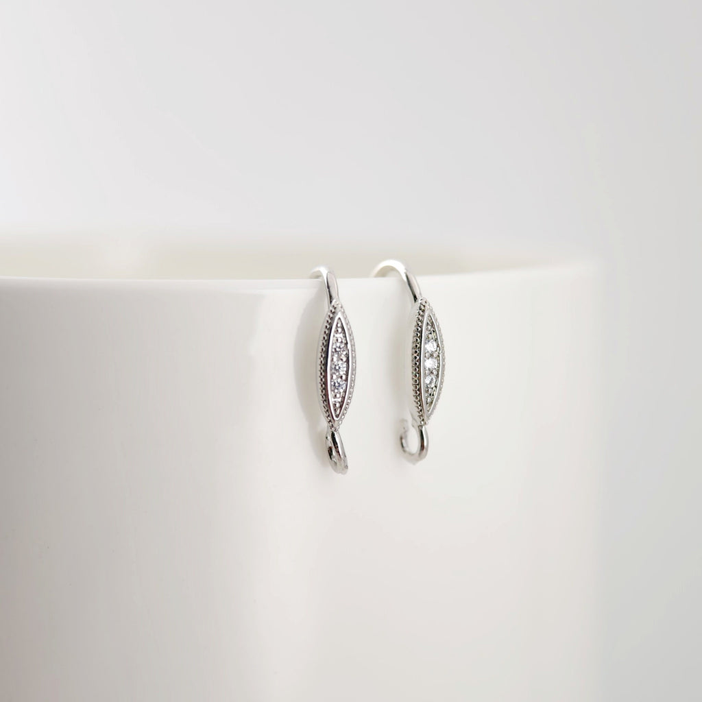 4pcs 18K Gold Plated Ear Wires, Oval Cubic Pave Earring Hooks, Nickel Free, Fish Hooks, Ear Wires for Jewelry Making D0137