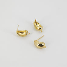 Load image into Gallery viewer, Gold Polished Earring Post, 18K Gold Nickel Free Earrings, S925 Silver Ear Pins, 20mm, Oval Shape Ear Stud with Loop S20747