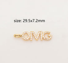 Load image into Gallery viewer, Words Pave Charm, Dear/OMG/Angel/Boss/Amore/Kiss/Lucky/Love, 18K Gold Plated, Necklace Making, CZ Pave Pendant, Jewelry Supplies S20345