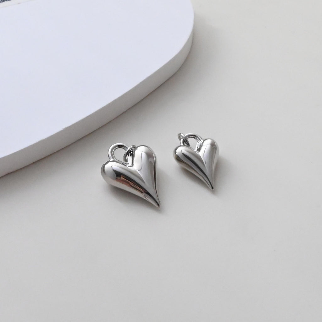 Dijes de corazón de oro, chapados en oro de 18 quilates, colgante de amor 3D, para hacer colgantes en collares y pulseras, accesorios de joyería S1381