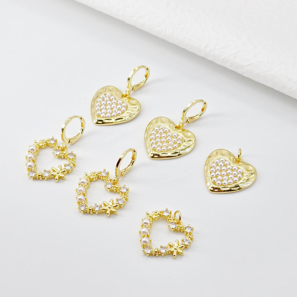 Cubic Heart Charms, 18K Gold Plated CZ Pave Love Charms, Bracelet Necklace Making Pendants, Jewelry Findings S20696