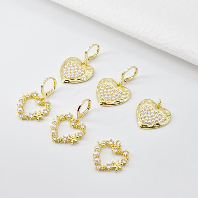 Cubic Heart Charms, 18K Gold Plated CZ Pave Love Charms, Bracelet Necklace Making Pendants, Jewelry Findings S20696