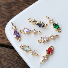 Load image into Gallery viewer, 10pcs- Crystal Teardrop Charms, 8 colors You Choose, 14K Gold Plated Teardrop Pendant, 5*17mm, Jewelry Findings HL107-F101