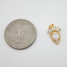 Load image into Gallery viewer, CZ Pave Crown Charm, Cubic Zircon Crystal Pendant, Bracelet Necklace Pendant, 14K Real Gold Plated, Jewelry Findings S1108