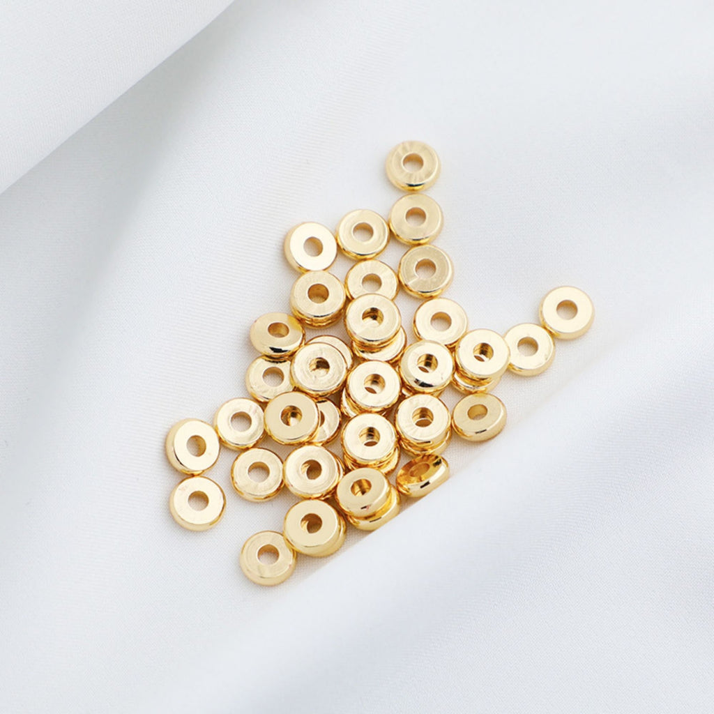 100PCS- Donut Spacer Beads, Tone Rondelle Spacer Beads, Tire Beads, 18k Gold Plated Beads, Bracelet Making, Jewelry Finding TH024-ZX7044