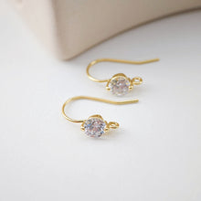 Load image into Gallery viewer, 18K Gold Plated Ear Wires, Round Cubic Pave Earring Hooks, Nickel Free, Fish Hooks, Ear Wires for Jewelry Making D0171
