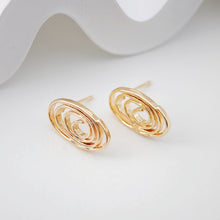 Load image into Gallery viewer, Gold Oval Earring Post, 18K Gold Nickel Free Earrings, S925 Silver Ear Pins, 17.3*10mm, Oval Shape Ear Stud with Loop ZX199