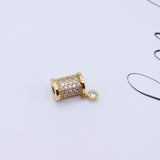 Cubic Tube Spacer Beads, 18K Gold Plated, CZ Pave Bracelet Necklace Making Jewelry Finding S20605