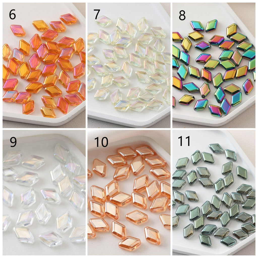 30pcs Rhombus Glass Beads, 10x15mm, Crystal Glass Loose Beads for Jewelry Making, DIY Beads Finding GZ029