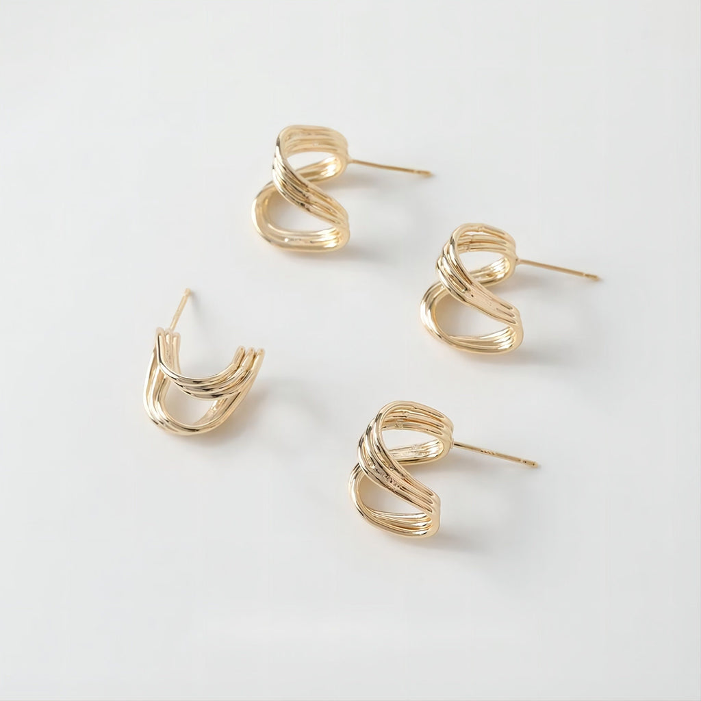 قرط أذن من الفضة الإسترليني عيار 925، دبوس أذن غير منتظم، خالٍ من النيكل، مشبك أذن ذهبي/فضي، مضاد للحساسية، GE066