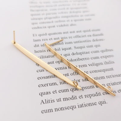 10pcs Shiny Gold Long Stud Earrings Post With Loop, Glossy Stud Earring Nickel Free, 52mm, Hypoallergenic Earring Findings Z049