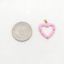 Load image into Gallery viewer, Enamel Heart Charm, 6 Color You Choose, 18K Gold Plated Heart Pendant, 21mm, Necklace Bracelet Making Pendant S20374
