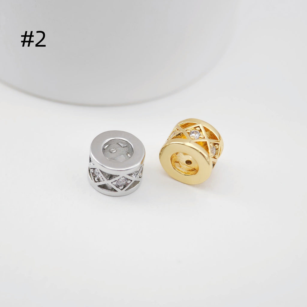 Spacer Beads Collection, 18K Gold/Silver Plated, Round Beads, CZ Pave Beads, Dainty Jewelry Making Beads, Jewelry Finding S1161