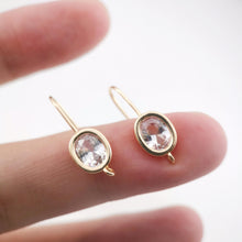 Load image into Gallery viewer, 4pcs Oval Cubic Pave Earring Hooks With Loop, Nickel Free Earrings, Crystal Gemstone Stud, Hypoallergenic Earring Findings ZX054