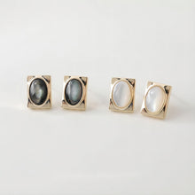 Load image into Gallery viewer, Rectangular Shell Ear Post With Loop, S925 Silver Ear Pin Nickel Free, Gold/Silver Ear Stud, Hypoallergenic Earring Findings GS002