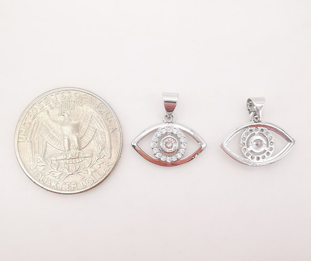 قطعتان - 10 × 17 مم من دلايات عين الشر، قلادة مكعبة مرصعة بالجواهر، دلايات عين الشر مطلية بالذهب عيار 18 قيراطًا، دلايات قلادة، قطع مجوهرات S617