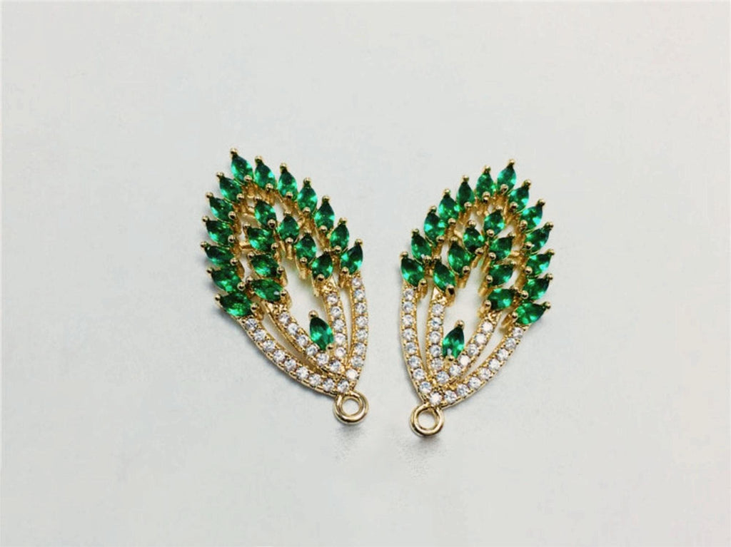 CZ Pave Oval Charm, Cubic Zircon Crystal Pendant, Bracelet Necklace Pendant, 14K Real Gold Plated, Jewelry Findings STG027-F126