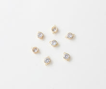 Load image into Gallery viewer, Tiny Round Connectors with CZ Pave, 14K Gold Plated Earring Making Findings, Jewelry Findings GZ164