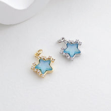 Load image into Gallery viewer, Crystal Tiny Star Charms, Cubic Zirconia Pave, 18K Gold/Silver Plated Star Pendant, Jewelry Findings S1294