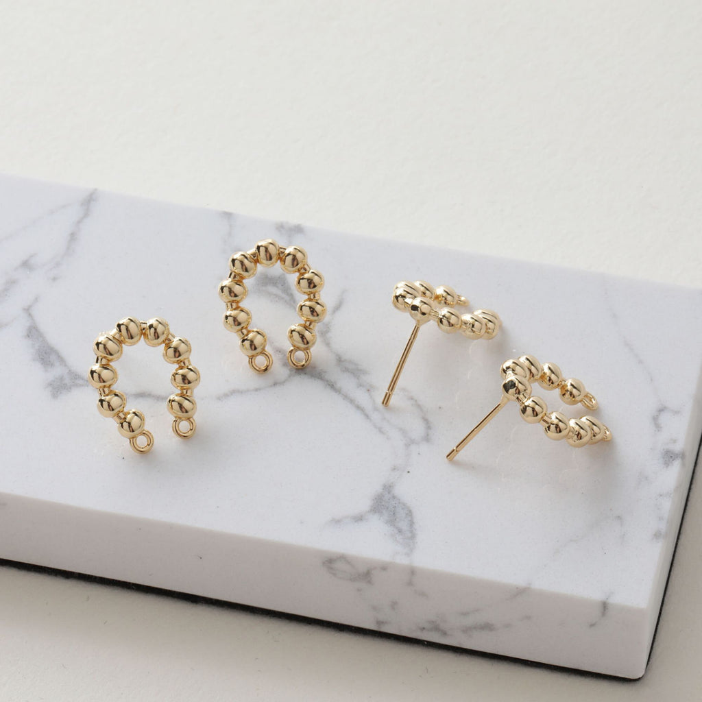 14K Gold  U Shape Earring Post With 2 Loops, Arch Ear Studs, S925 Silver Ear Pin Nickel Free Earrings, Hypoallergenic Earring Findings BB099