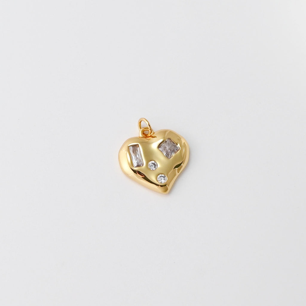 Heart Charms, Cubic Pave Charm, 18K Gold Plated CZ Pave Love Pendant, Necklace Making Pendants, Jewelry Findings S20735