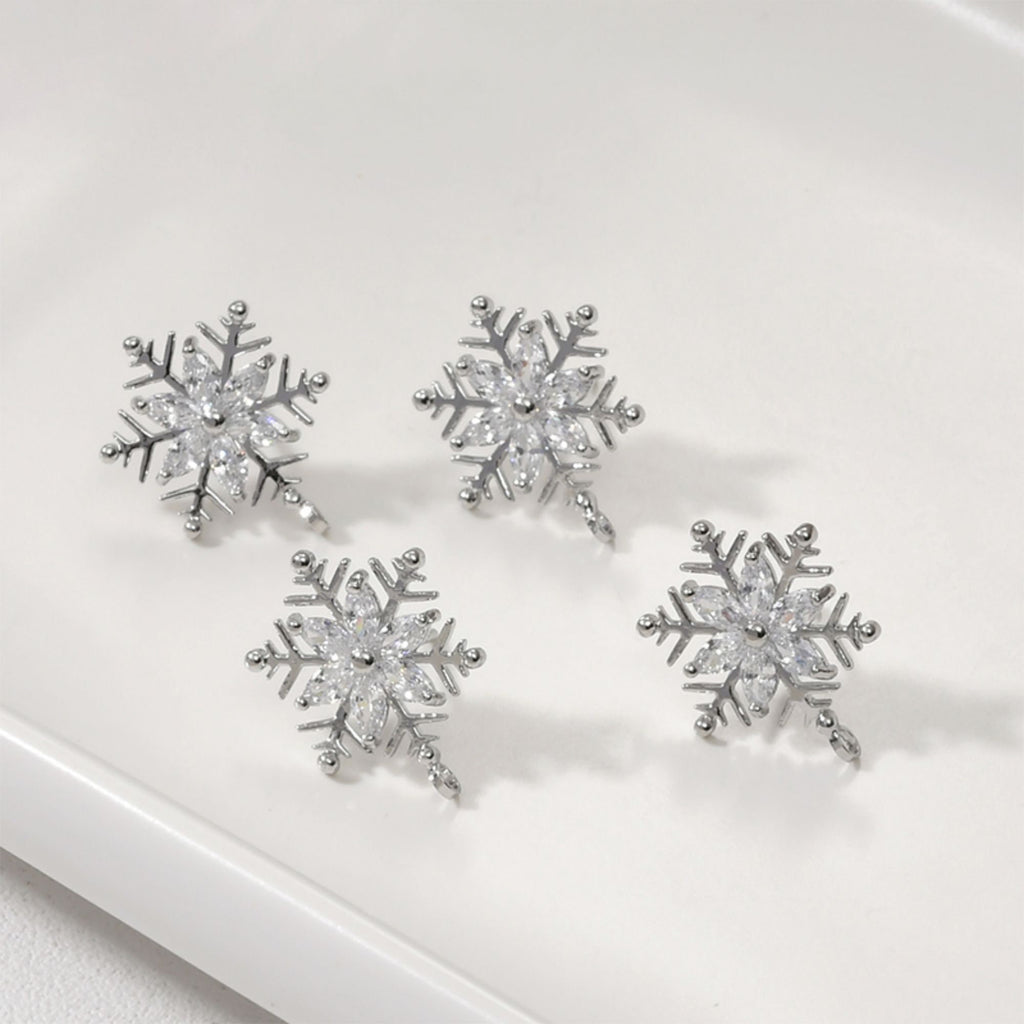 قرط ندفة ثلج عيد الميلاد مع حلقات، أقراط فضة عيار 925 خالية من النيكل، مرصعة بحجر الزركونيا المكعب، نتائج قرط مضادة للحساسية YL004-CX099