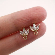 Load image into Gallery viewer, Cubic Zirconia Crown Post Earrings,Gold Plated Earring Stud with Loop,Hypoallergenic,Handmade Earring Finding,DIY Earring Supplies D0037