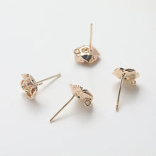 Load image into Gallery viewer, Flower Earring Post with loop, 14K Gold/Silver, S925 Silver Pin Nickel Free Earrings, Flora Ear Stud with Loop GZ754