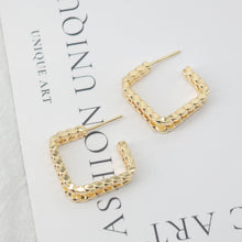 Load image into Gallery viewer, 10pcs C Shape Earrings Post, 14K Gold, S925 Silver Ear Pin Nickel Free Earrings, Square Ear Stud, Hypoallergenic Earring Findings ZX153