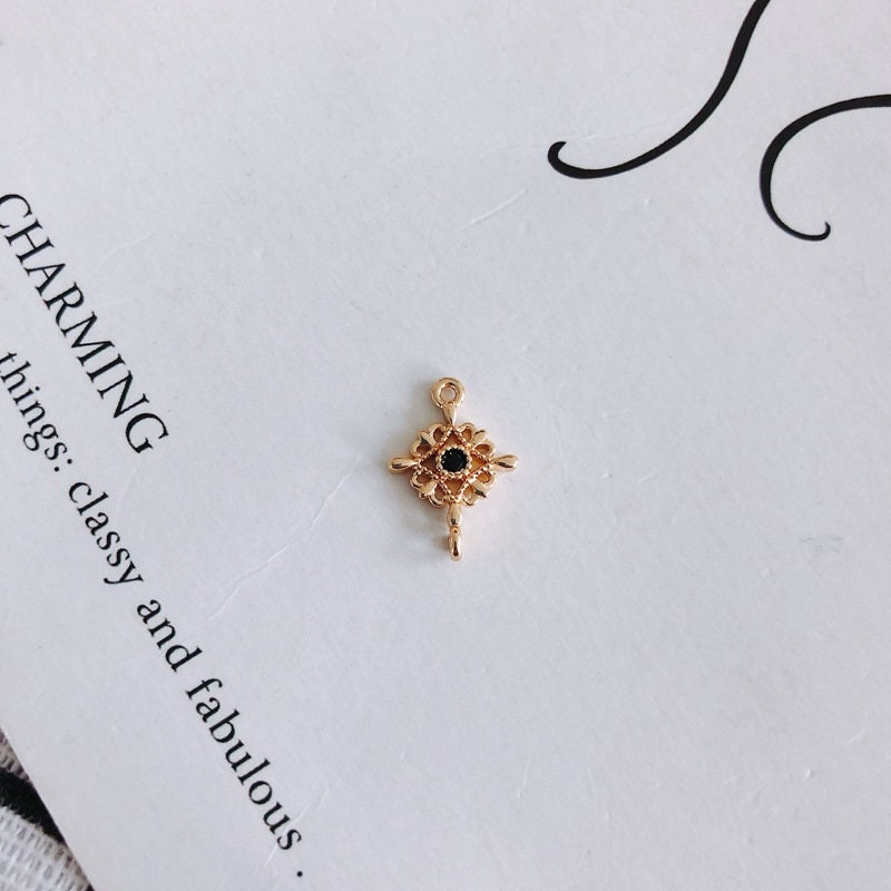 10 قطع من حُلي موصلات الزهور مع حلقات، موصلات بوهو، قلادة من الزركونيوم المكعب، صناعة أساور وقلادات، نتائج مجوهرات مطلية بالذهب MY032-F230