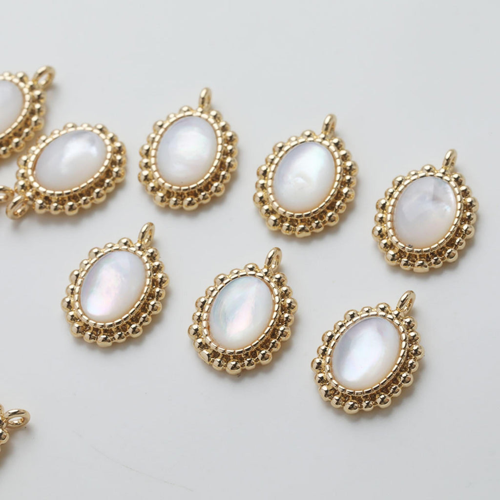 Colgante de concha ovalada, concha negra, dije de concha blanca, dije de concha bohemio, accesorios para joyería de concha ovalada GZ771