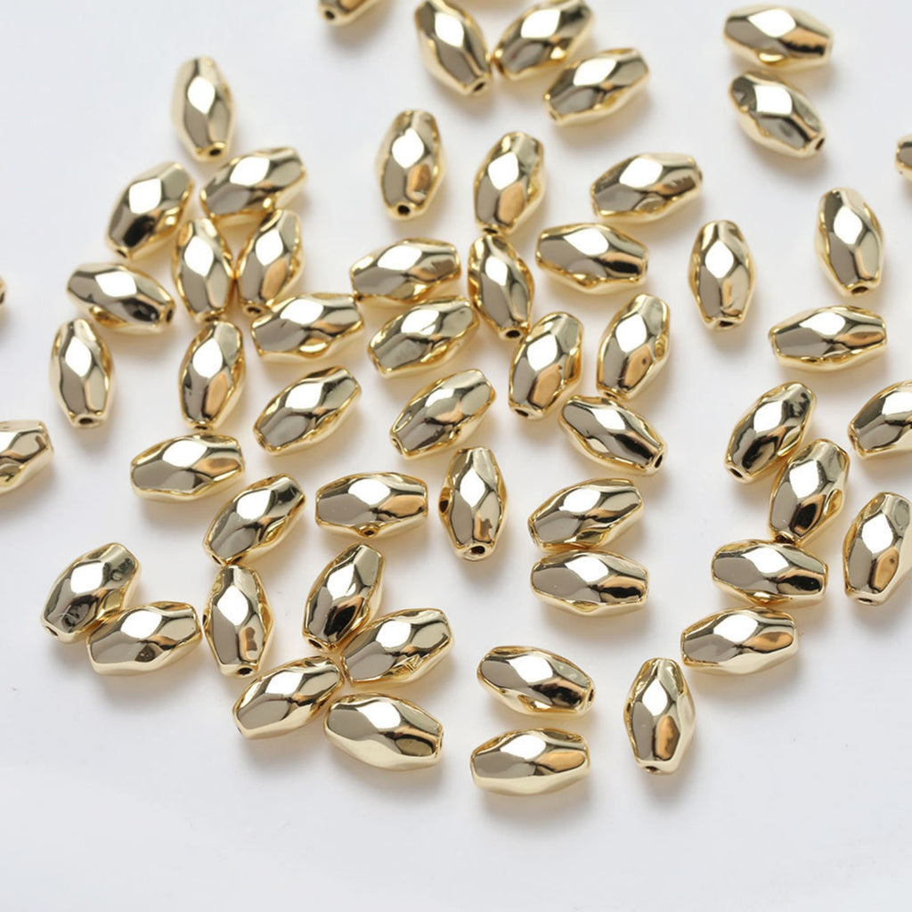 Rice spacer beads, 14K gold plated, necklace and earrings making beads, jewelry findings SC002