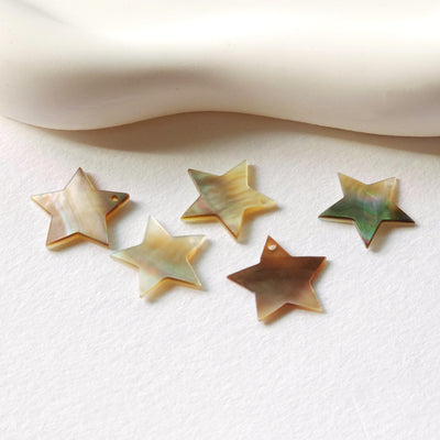Star Black Mother-of-Pearl, MOP Shell Pendant, Engraved Black Nacre, Shell Charm, Shell Jewelry Making Findings RY043