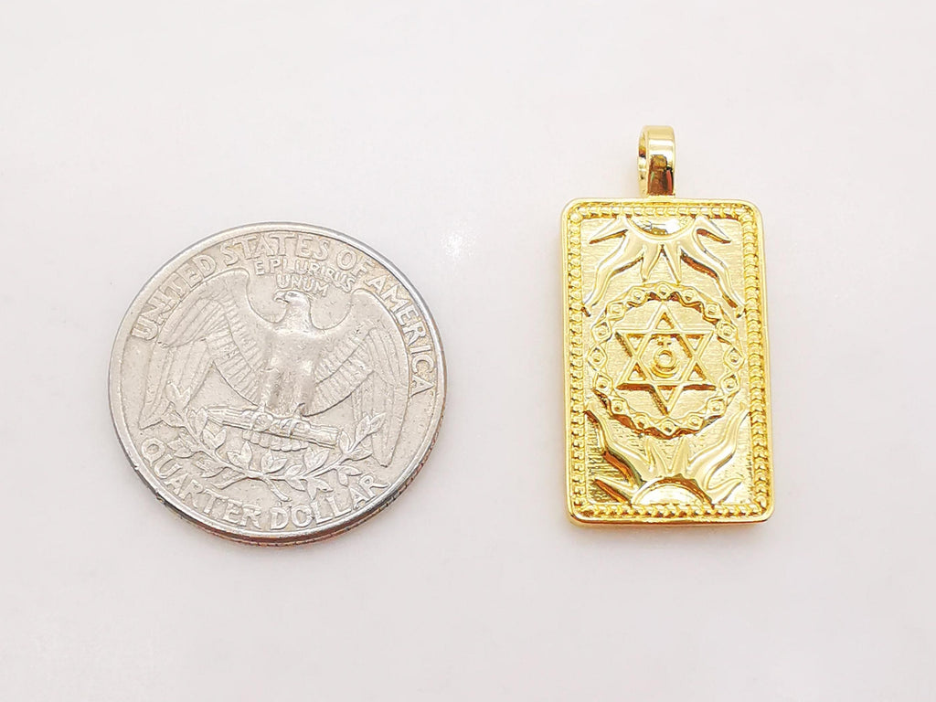 Dijes de cartas del Tarot, colgantes chapados en oro brillante de 18 quilates, para hacer collares, 30 x 15 mm, accesorios para bisutería - S390