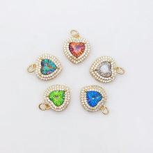 Cargar imagen en el visor de la galería, Dije de candado de corazón, colgante de corazón de cristal cúbico pavé, chapado en oro de 18 quilates, para hacer collares y pulseras, accesorios de joyería S20498
