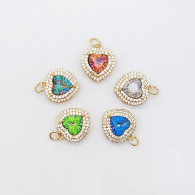 Heart Lock Charm, Pave Cubic Crystal Heart Pendant, 18K Gold Plated, Necklace Bracelet Making Charms, Jewelry Findings S20498