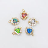 Heart Lock Charm, Pave Cubic Crystal Heart Pendant, 18K Gold Plated, Necklace Bracelet Making Charms, Jewelry Findings S20498