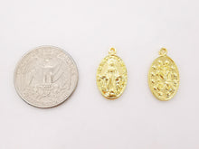 Load image into Gallery viewer, Saint Maria Charms, Religious Charms, 12x20mm, 18K Real Gold Plated Our Lady Pendants, Vintage Necklace Making Charms S712